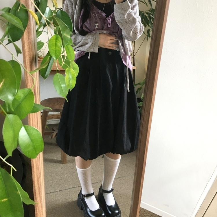 パンプキンバルーンミディスカート BLACK