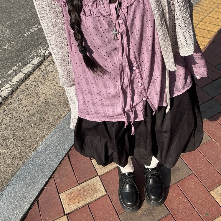 パンプキンバルーンミディスカート BLACK