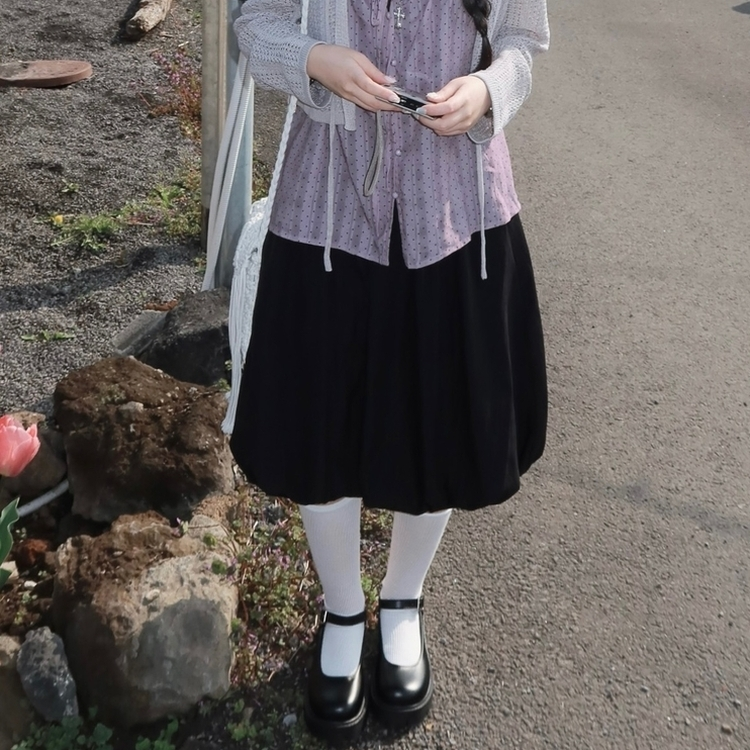 パンプキンバルーンミディスカート BLACK