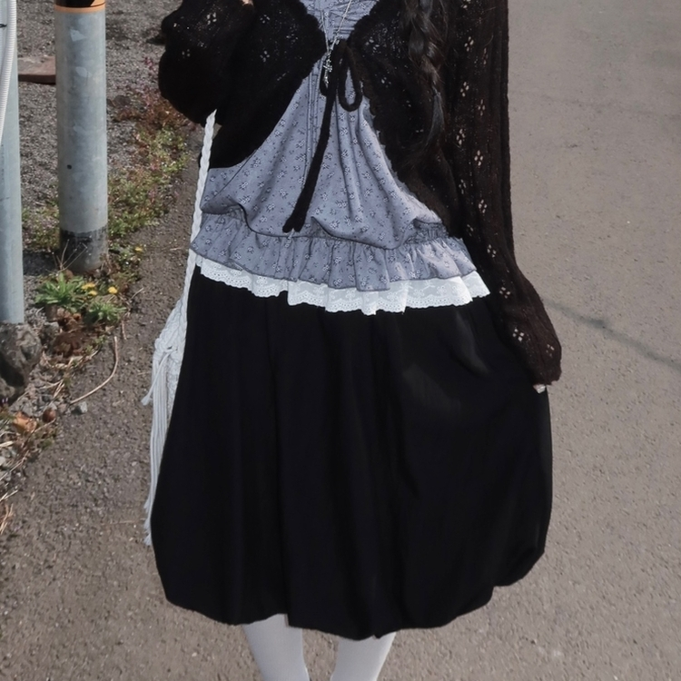 パンプキンバルーンミディスカート BLACK