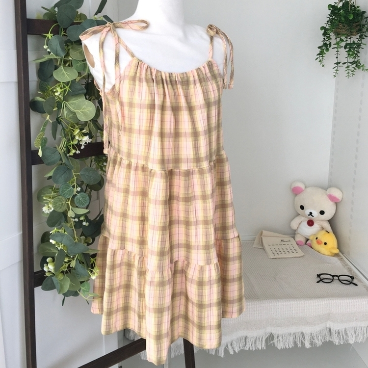 ティアードチェックキャミソールワンピース