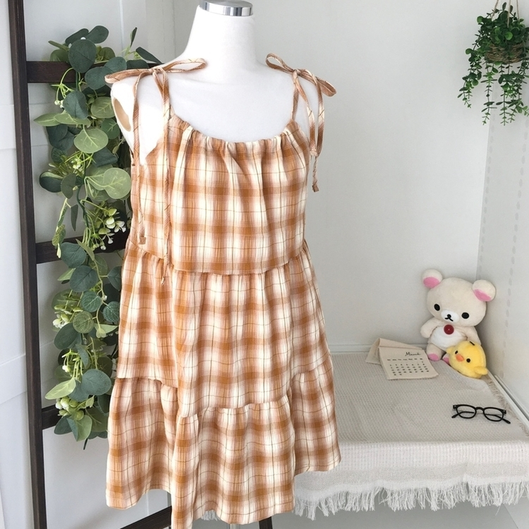 ティアードチェックキャミソールワンピース