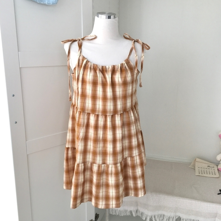 ティアードチェックキャミソールワンピース
