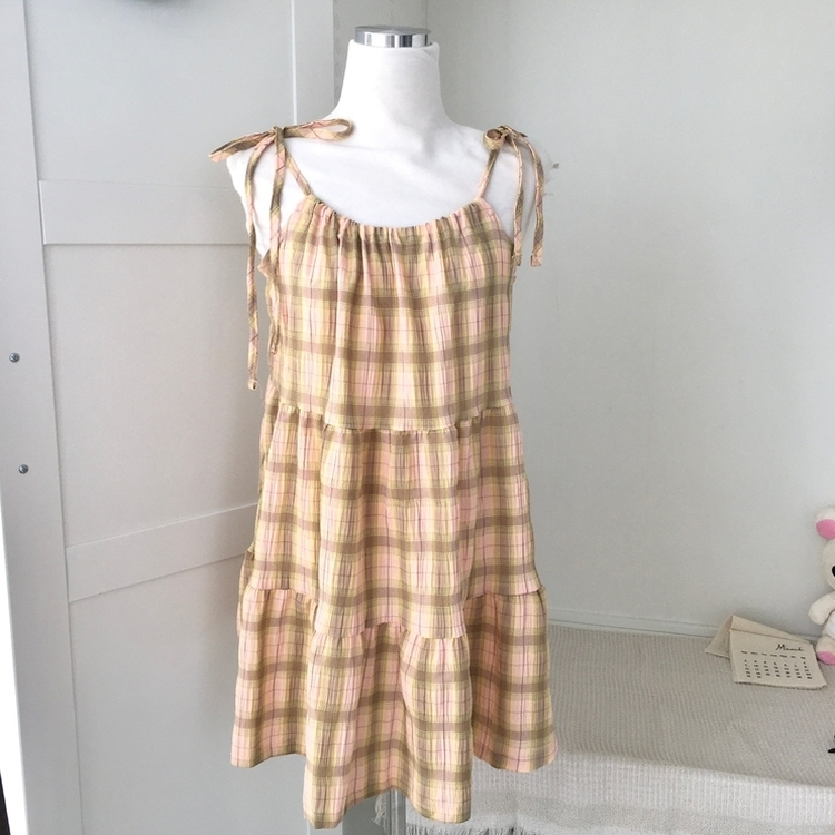 ティアードチェックキャミソールワンピース