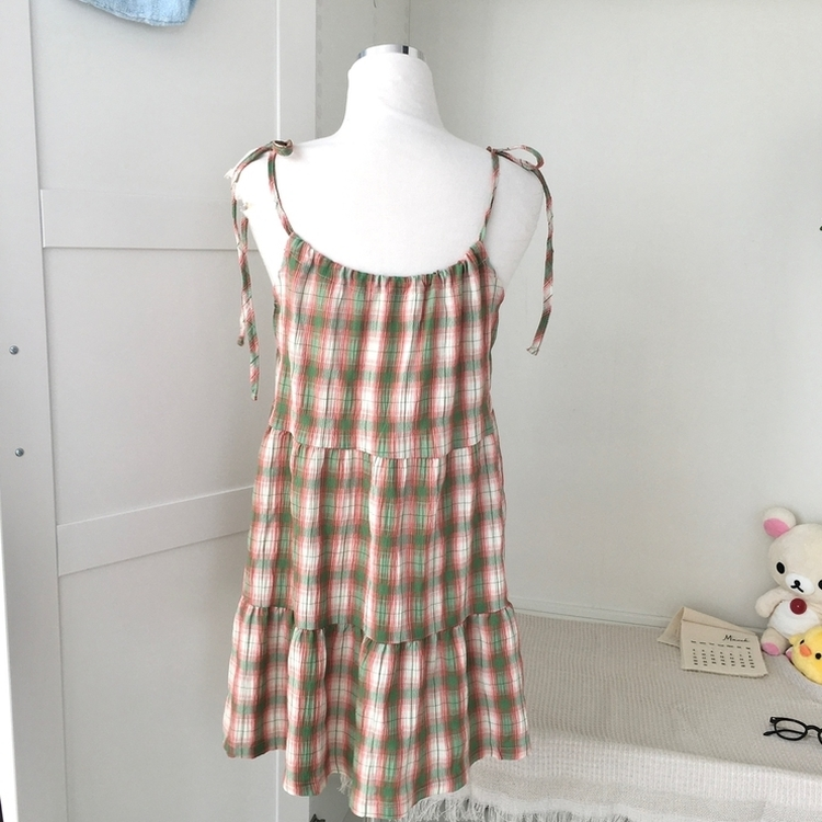 ティアードチェックキャミソールワンピース