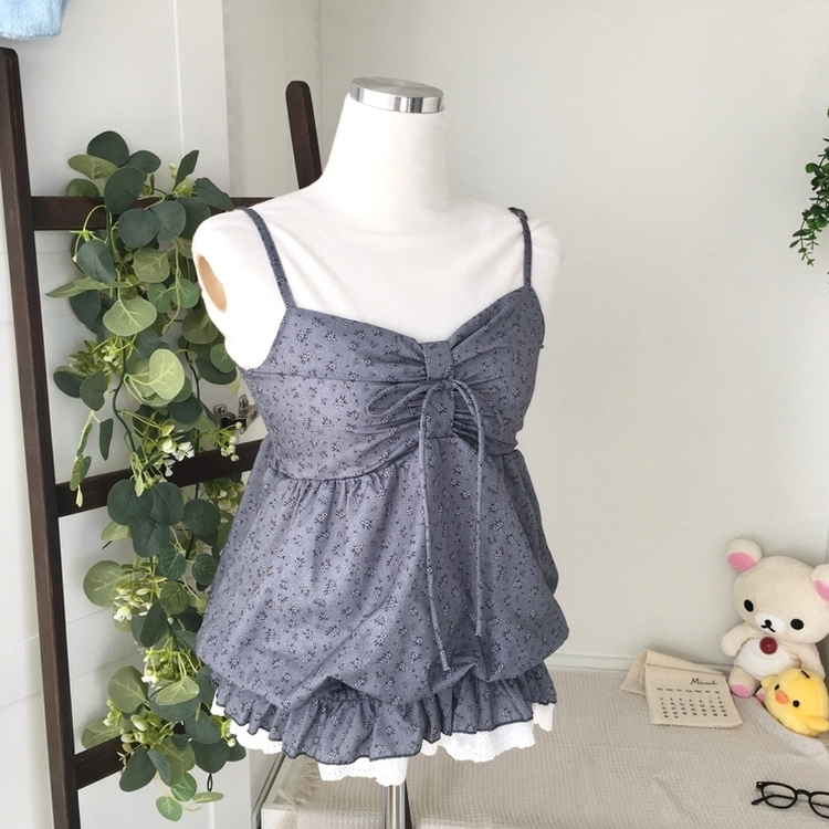 レース花柄キャミソールバルーンブラウス