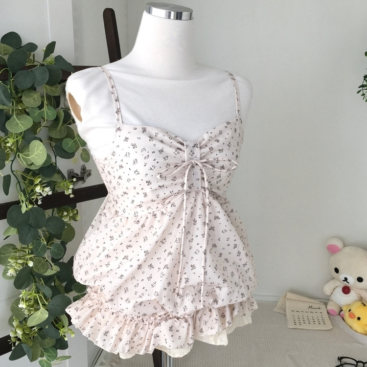 レース花柄キャミソールバルーンブラウス