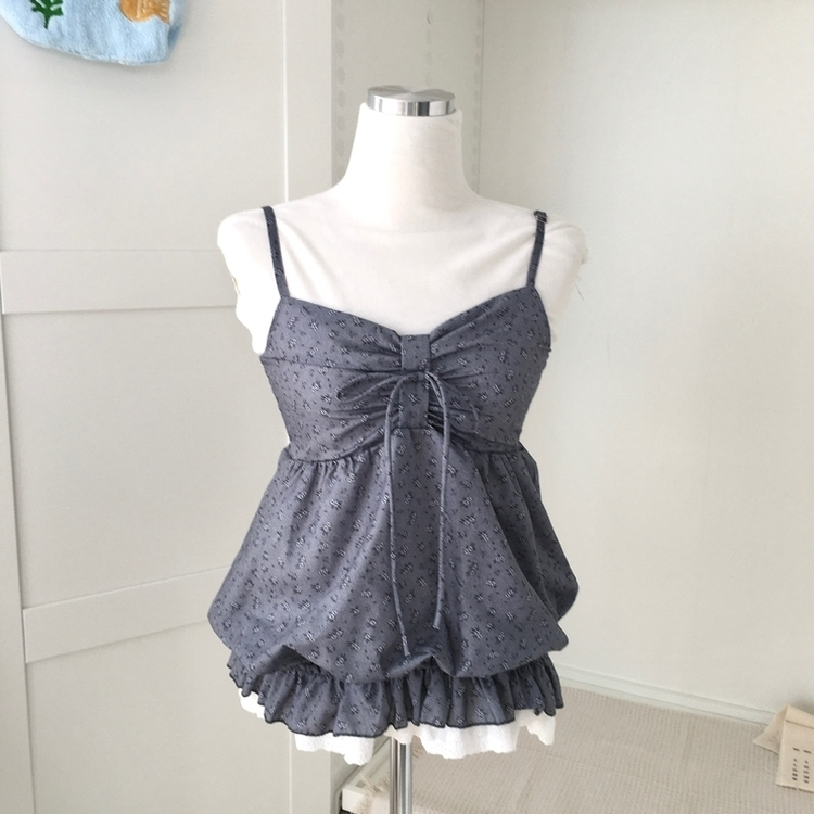 レース花柄キャミソールバルーンブラウス