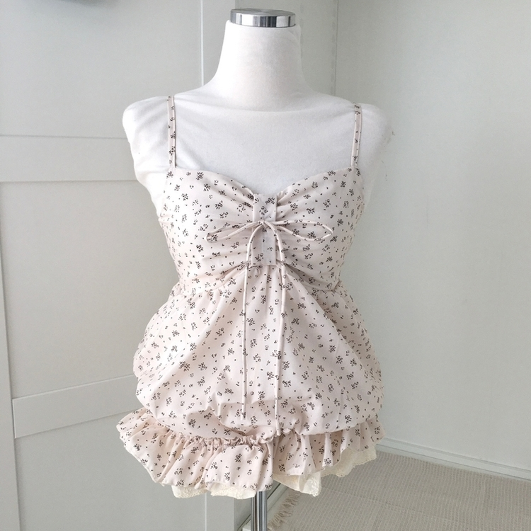 レース花柄キャミソールバルーンブラウス