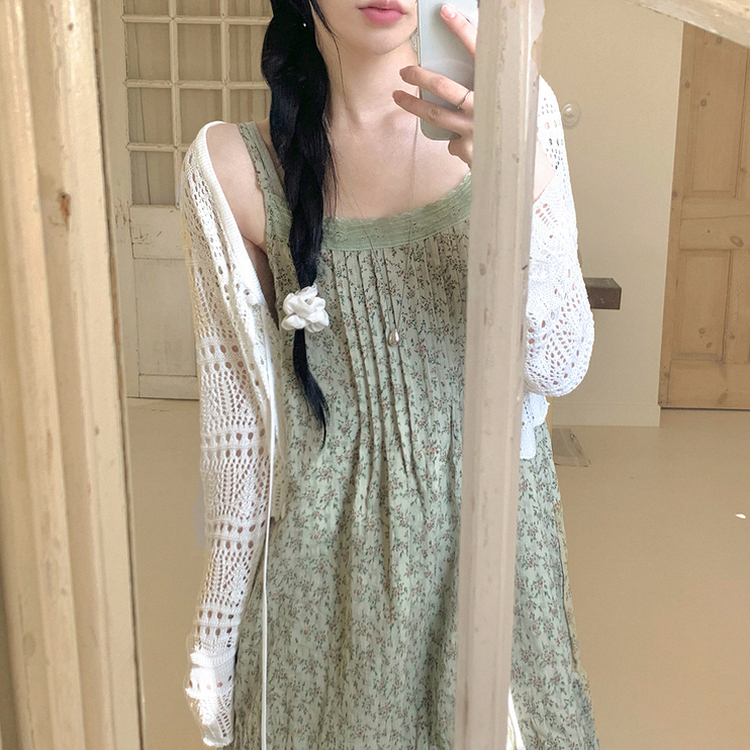 ビンテージフラワーレースワンピース GREEN