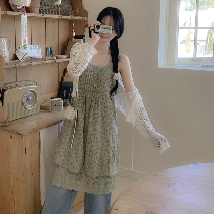 ビンテージフラワーレースワンピース GREEN