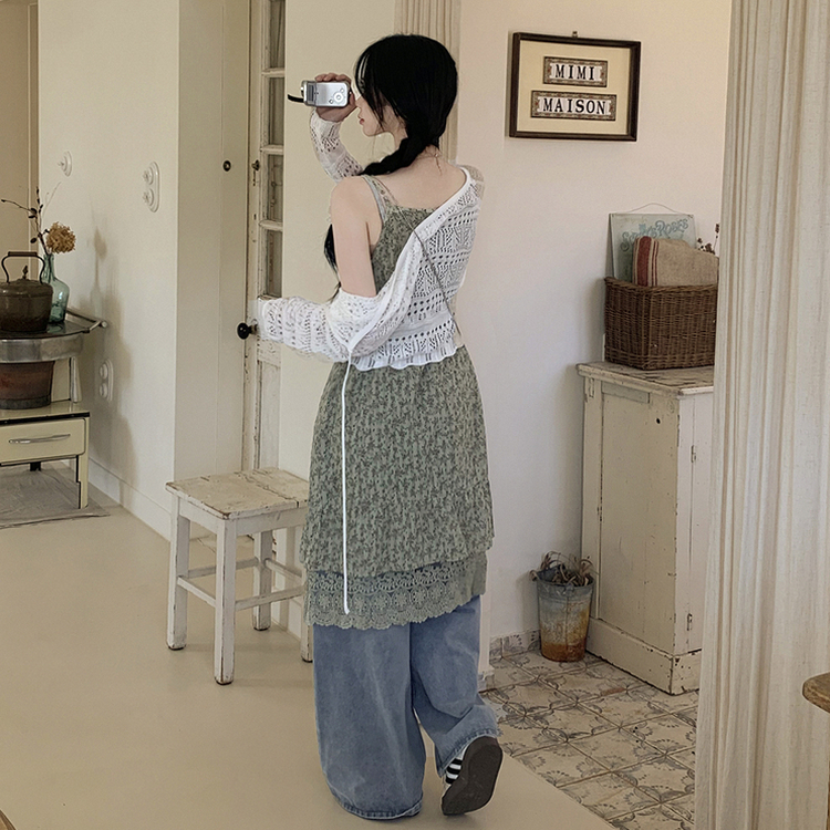 ビンテージフラワーレースワンピース GREEN