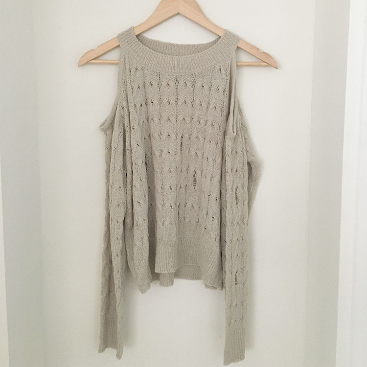 ケーブル編みオフショルダー長袖ニット(5color)