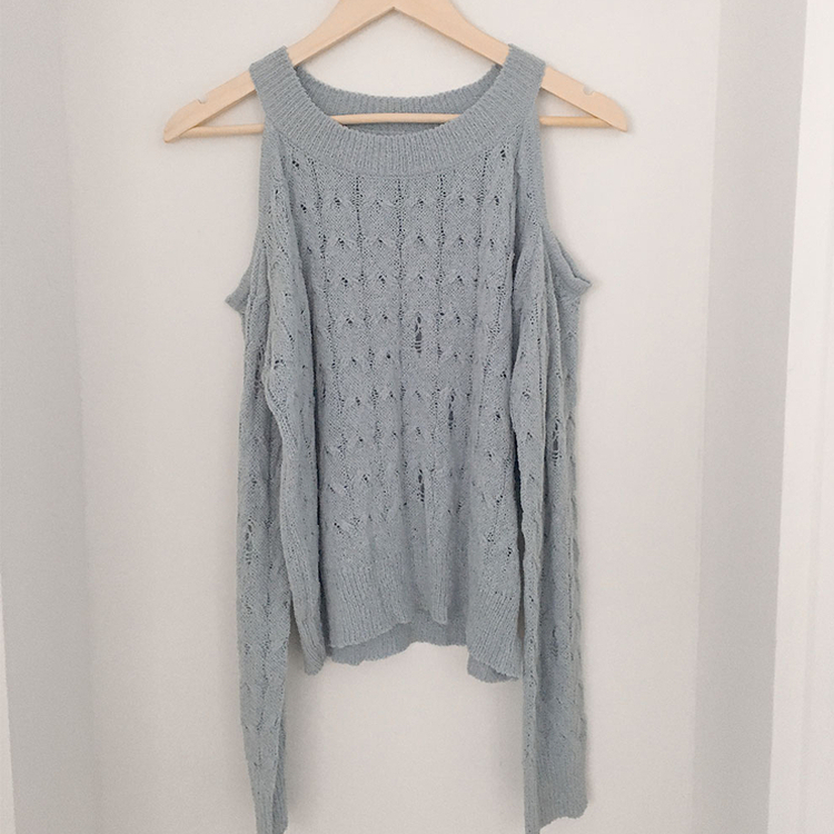 ケーブル編みオフショルダー長袖ニット(5color)