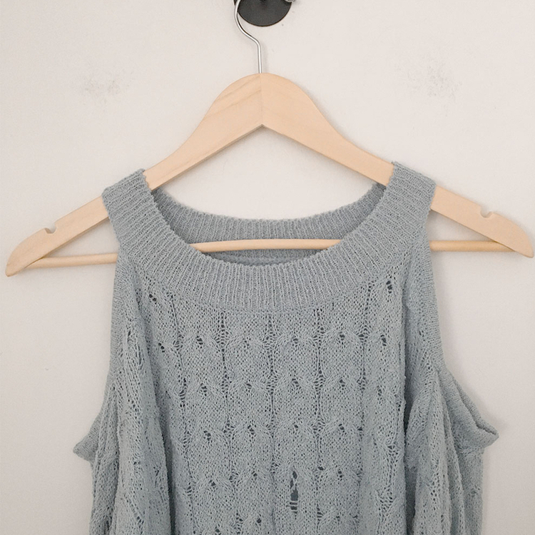 ケーブル編みオフショルダー長袖ニット(5color)