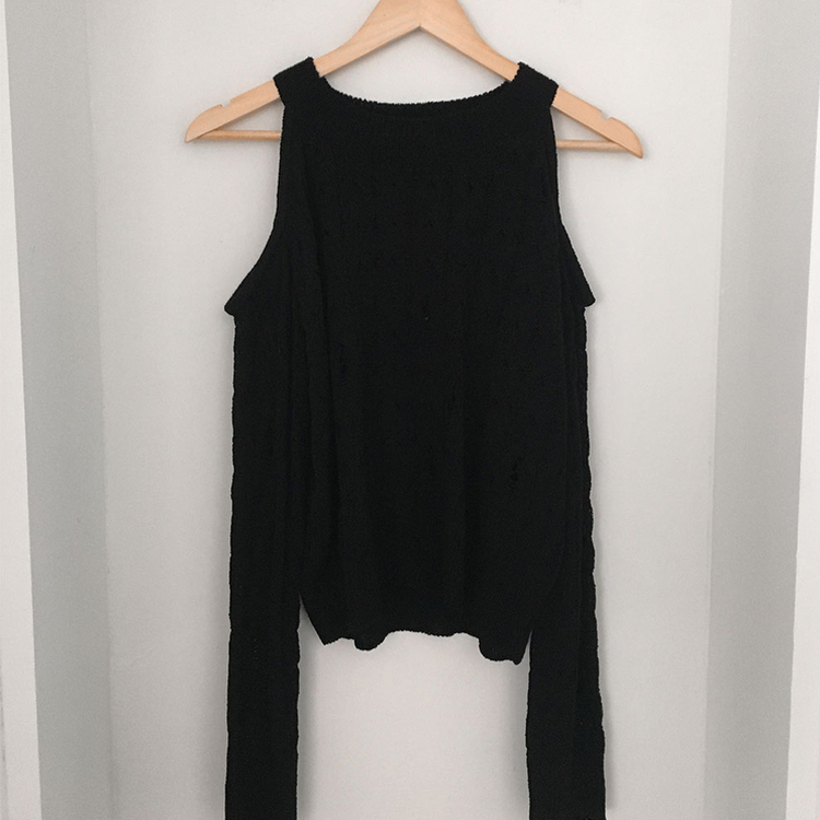 ケーブル編みオフショルダー長袖ニット(5color)