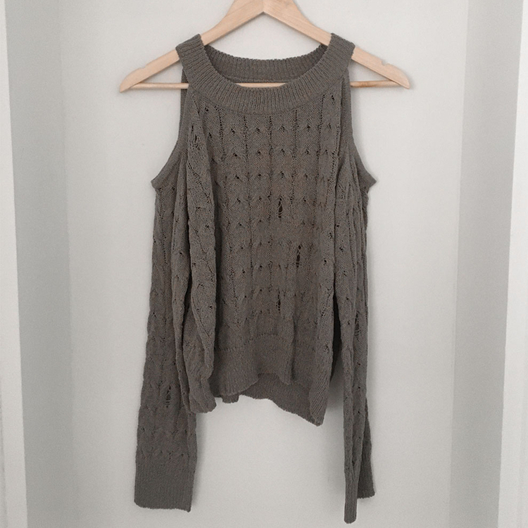 ケーブル編みオフショルダー長袖ニット(5color)