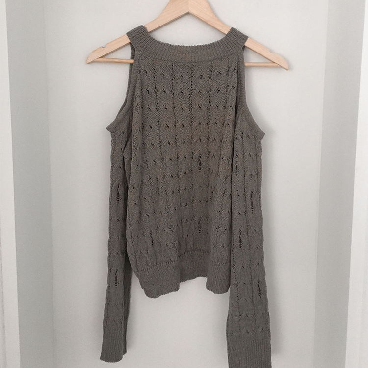 ケーブル編みオフショルダー長袖ニット(5color)