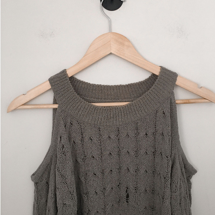 ケーブル編みオフショルダー長袖ニット(5color)