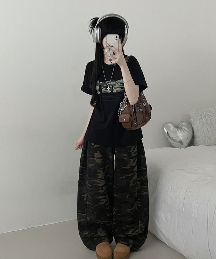 아치카모레터링프린팅박스핏반팔티셔츠 블랙