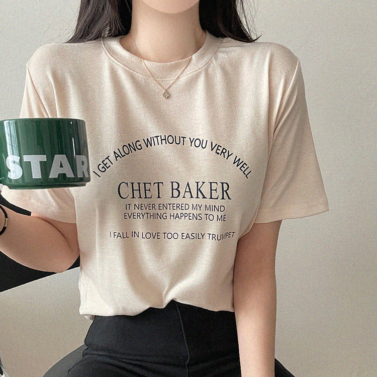 レタリングさらさら半袖Tシャツ CREAM