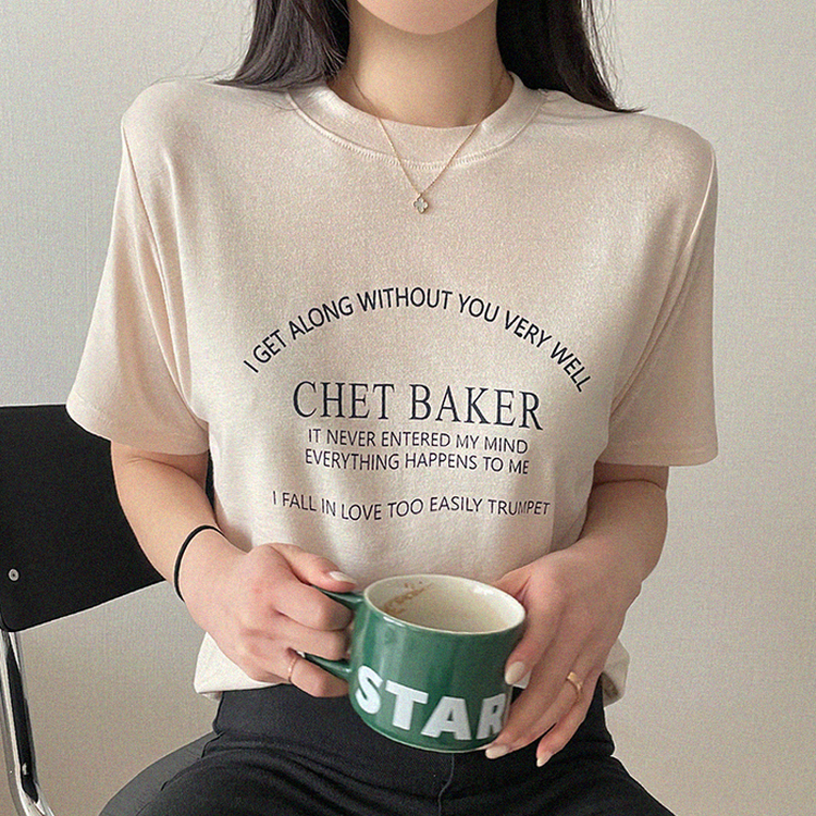 レタリングさらさら半袖Tシャツ CREAM