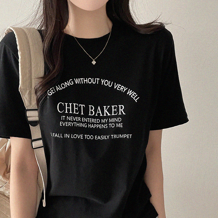 レタリングさらさら半袖Tシャツ BLACK