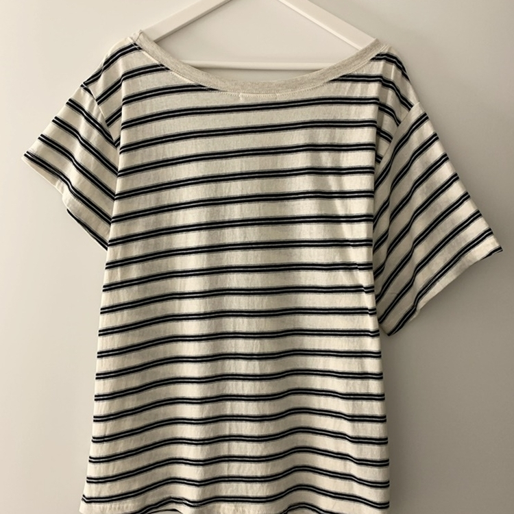 ボーダーワンショルダー半袖Tシャツ