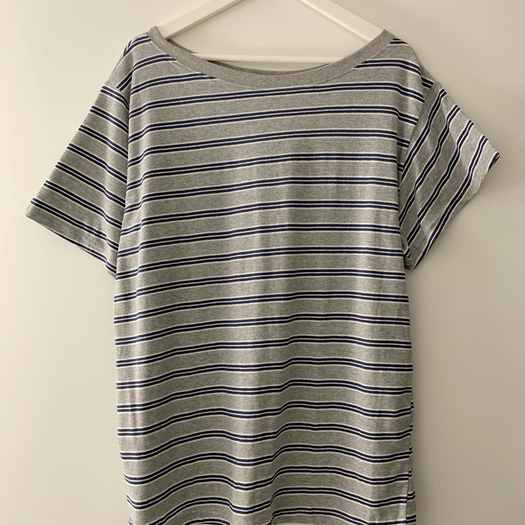 ボーダーワンショルダー半袖Tシャツ