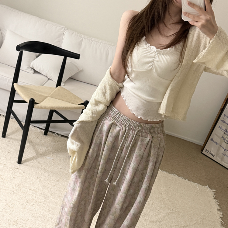 フリルレースシャーリングキャミソール IVORY