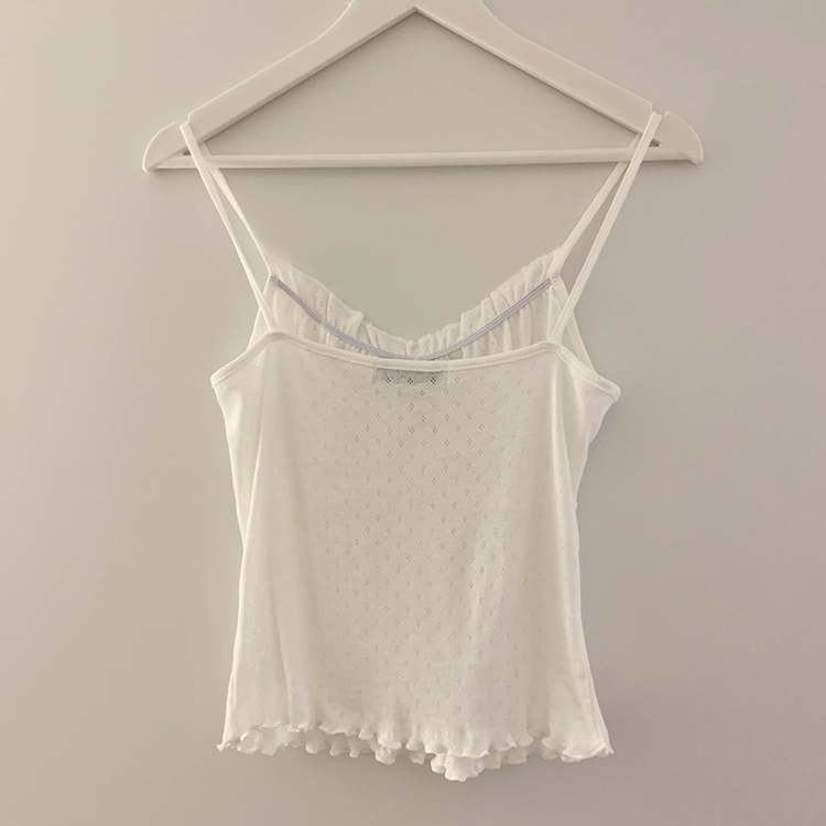 フリルレースシャーリングキャミソール