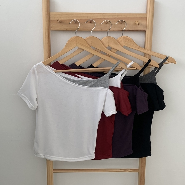 オフショルキャミソールレイヤード半袖Tシャツ