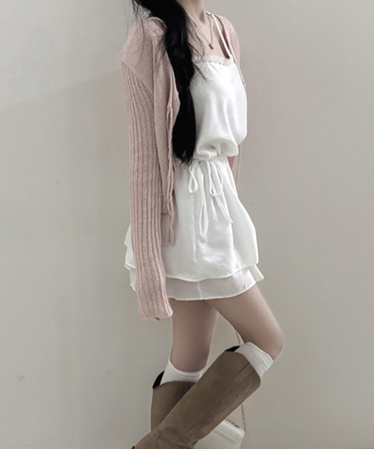 レースストラップキャミソールミニワンピース WHITE