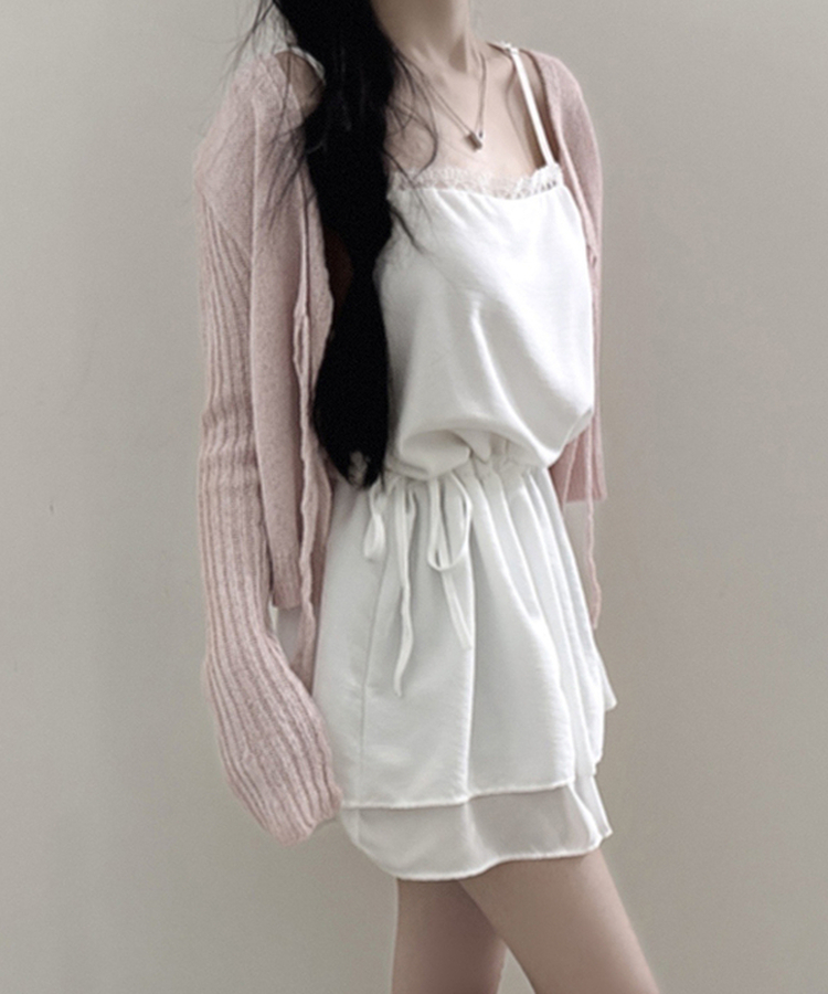 レースストラップキャミソールミニワンピース WHITE