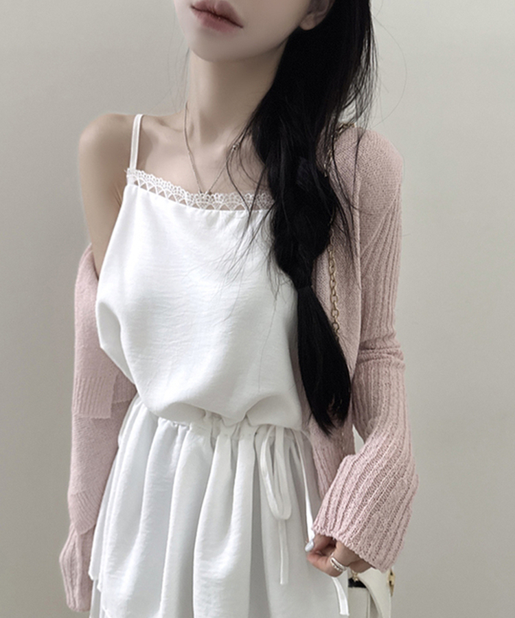 レースストラップキャミソールミニワンピース WHITE