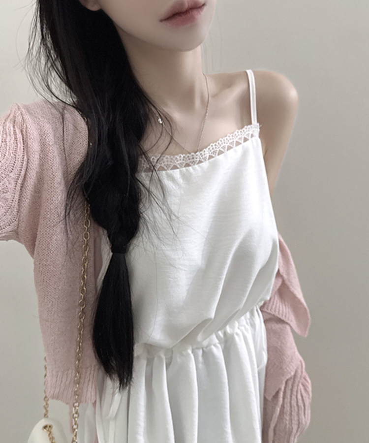 レースストラップキャミソールミニワンピース WHITE