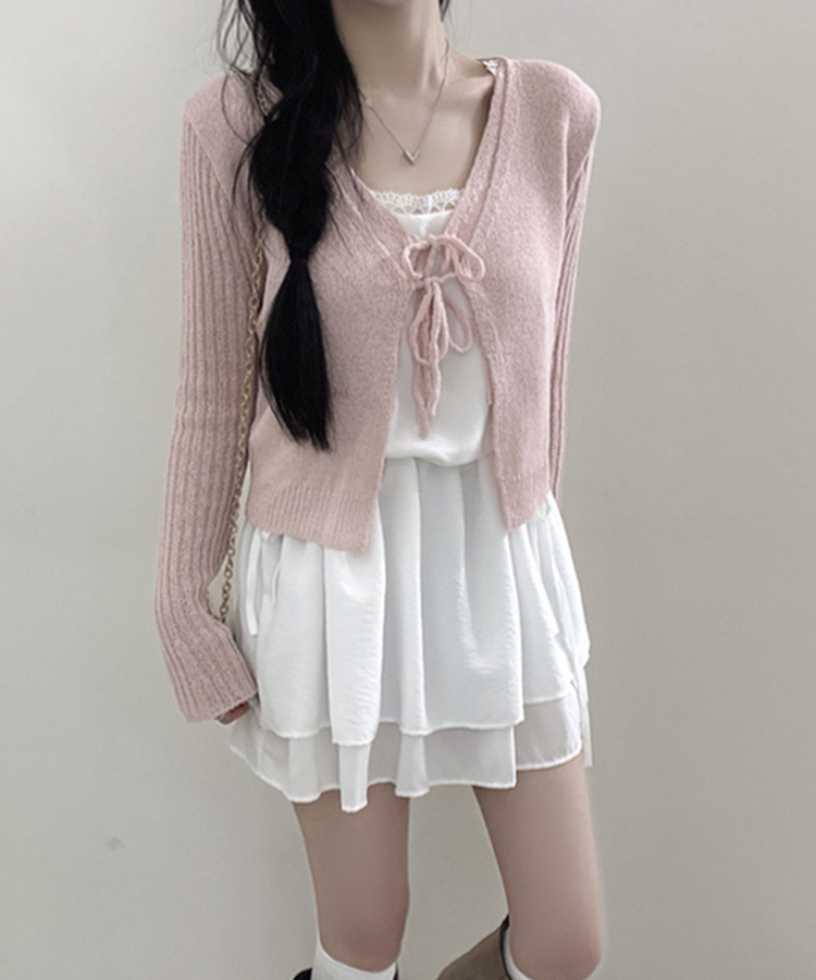 レースストラップキャミソールミニワンピース WHITE