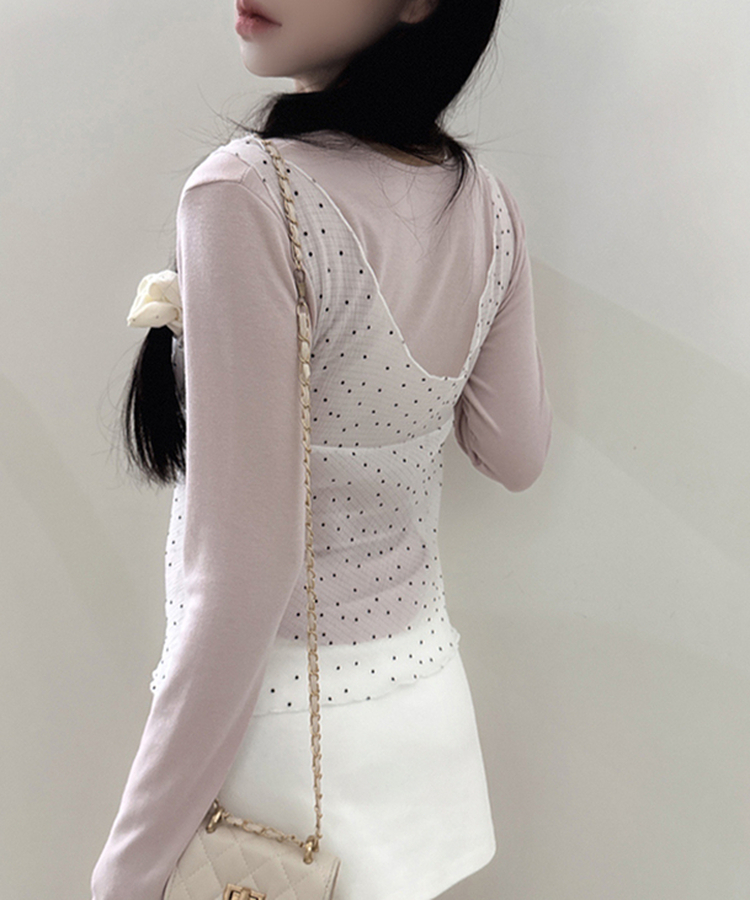 ドットシースルーリボンノースリーブトップ WHITE