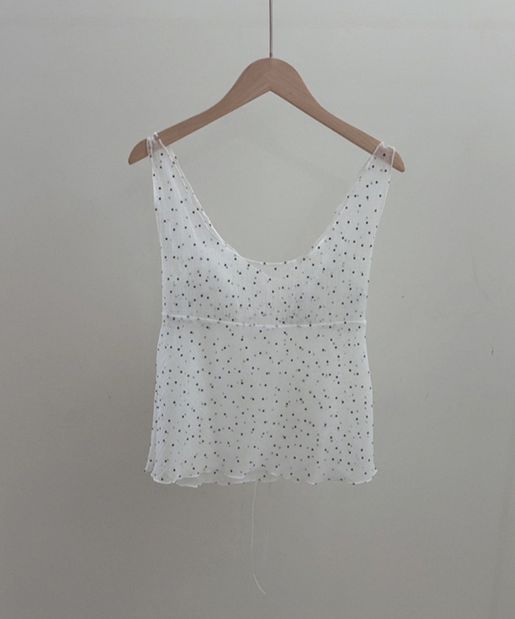 ドットシースルーリボンノースリーブトップ