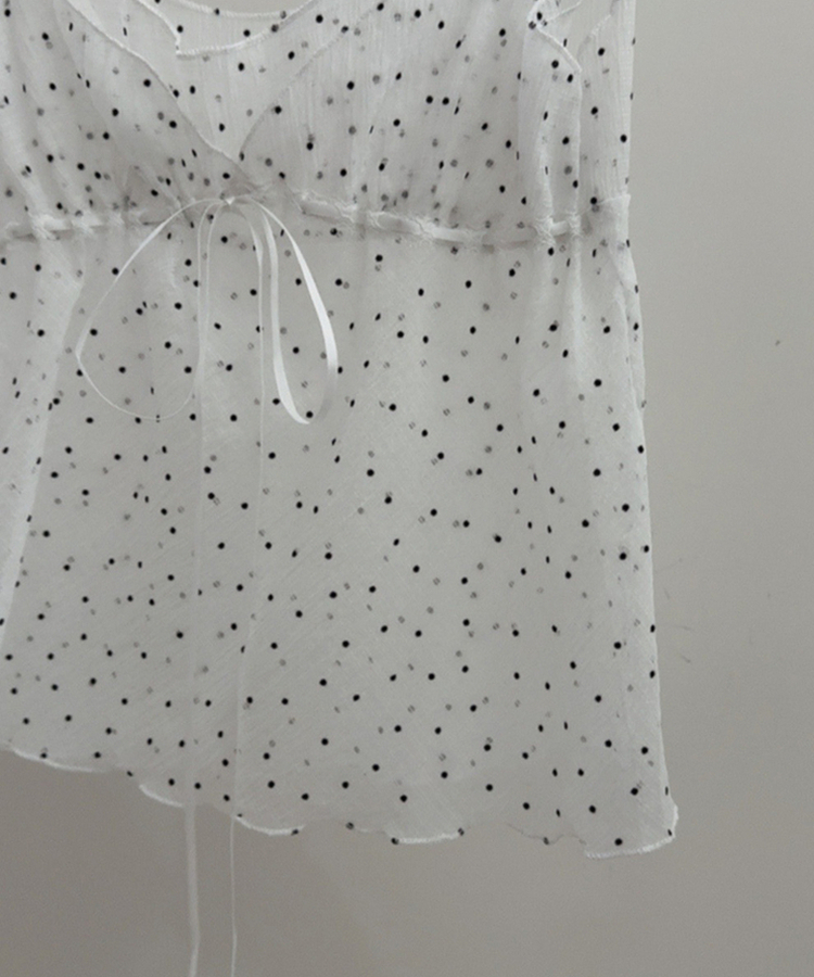 ドットシースルーリボンノースリーブトップ