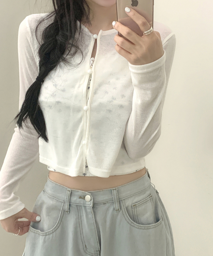 【SET】レースフラワーリボンキャミソール＋カーディガン(5color) WHITE