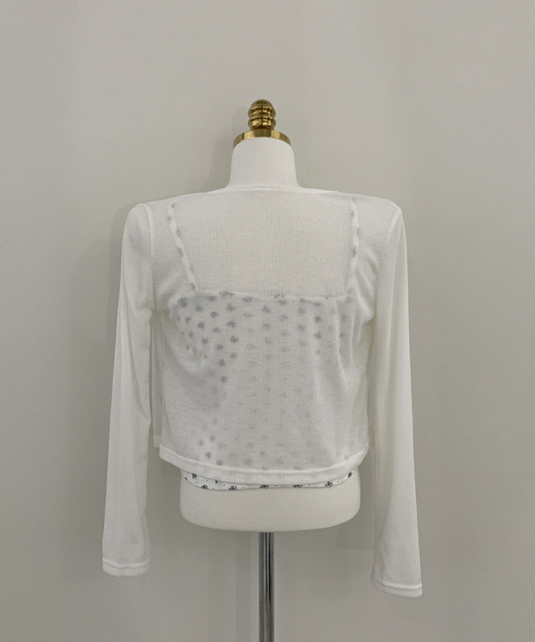 【SET】レースフラワーリボンキャミソール＋カーディガン(5color)