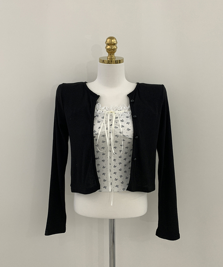 【SET】レースフラワーリボンキャミソール＋カーディガン(5color)