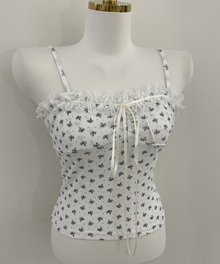 【SET】レースフラワーリボンキャミソール＋カーディガン(5color)