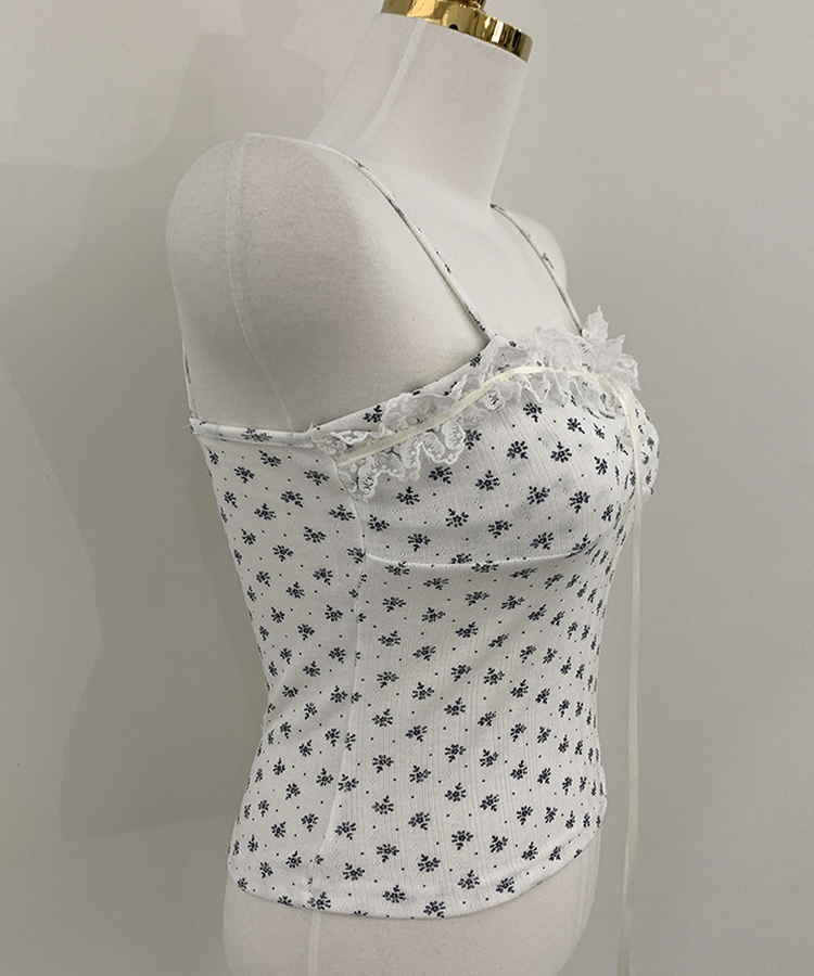 【SET】レースフラワーリボンキャミソール＋カーディガン(5color)