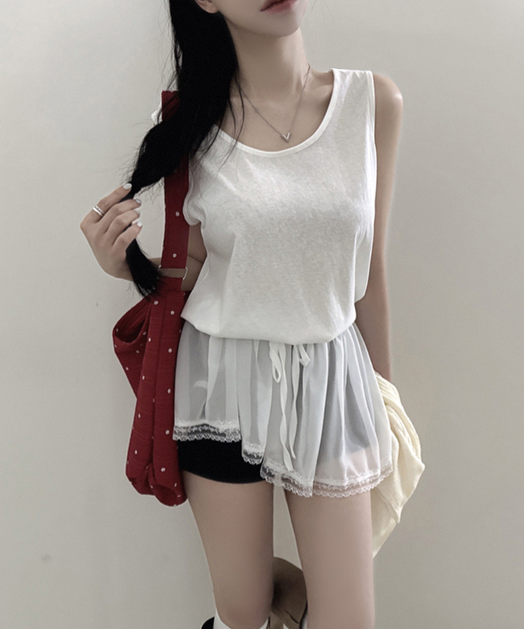 レイヤードシアリングワンピース WHITE