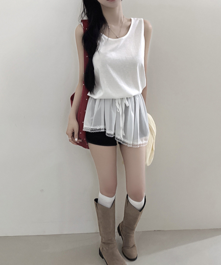 レイヤードシアリングワンピース WHITE