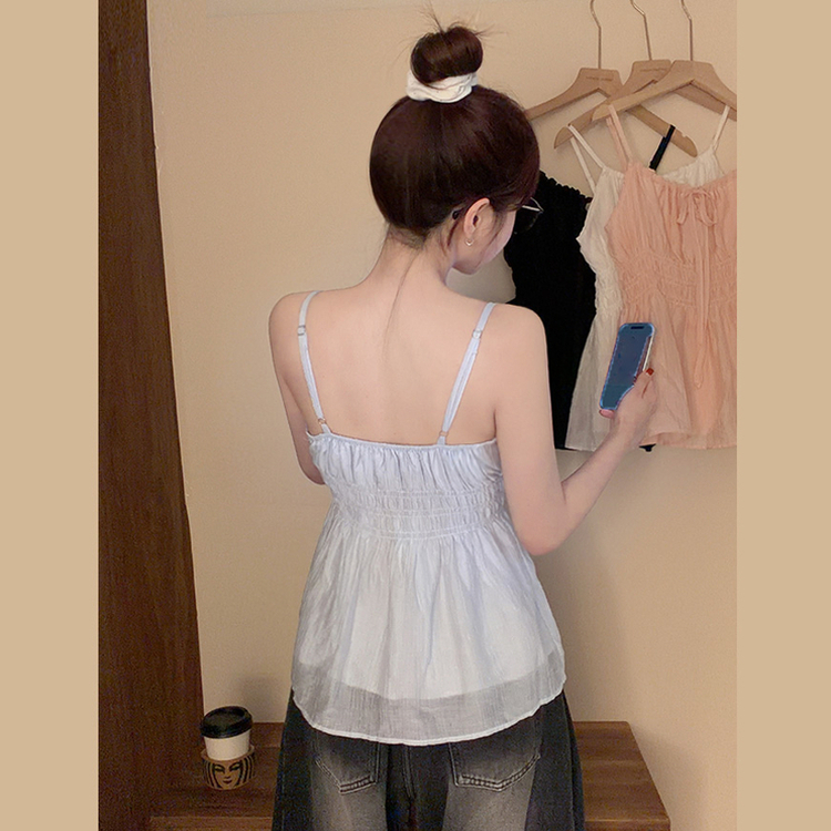 シフォンリボンフレアストラップキャミソール SKY BLUE