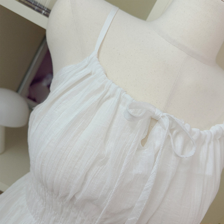 シフォンリボンフレアストラップキャミソール