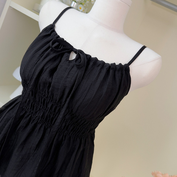 シフォンリボンフレアストラップキャミソール